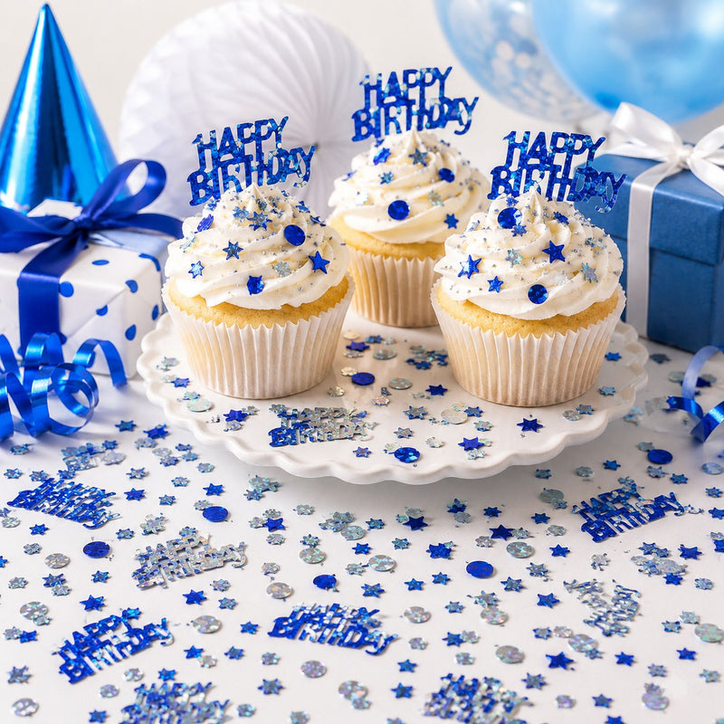 Konfetti "Happy Birthday" 14g | Metallisch Blau