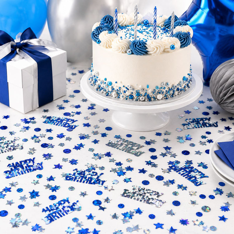 Konfetti "Happy Birthday" 14g | Metallisch Blau