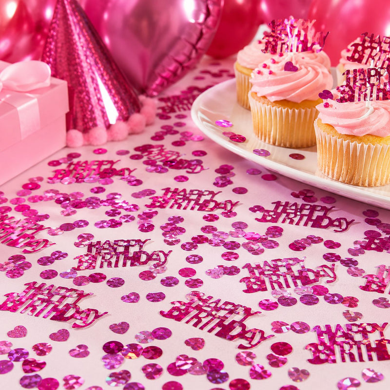 Konfetti "Happy Birthday" 14g | Metallisch Pink