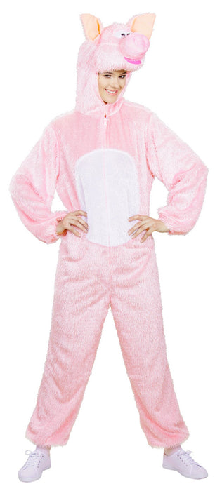Schwein Tierkostüm für Erwachsene - Overall mit Kapuze 65474