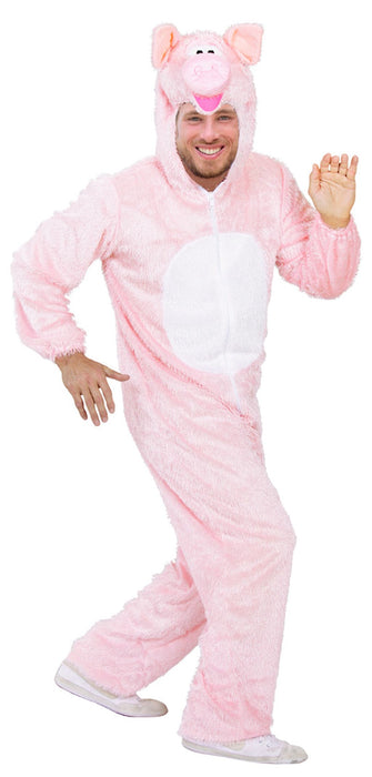 Schwein Tierkostüm für Erwachsene - Overall mit Kapuze 65474