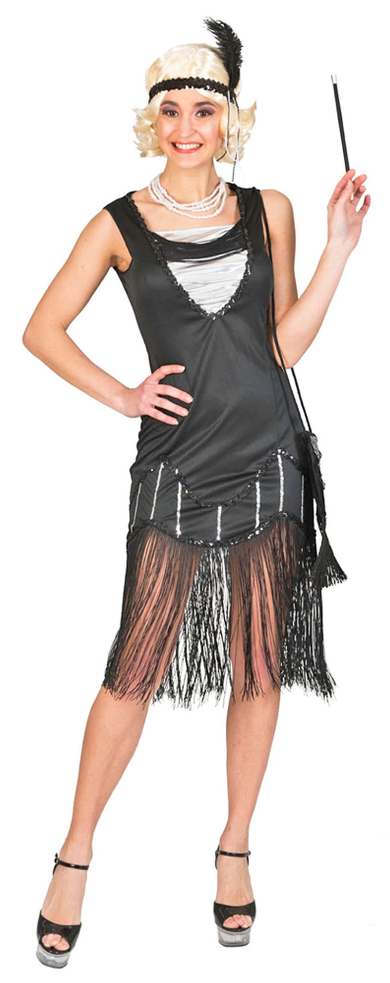 Charleston Kleid Silver Smile - Schwarz/Silber