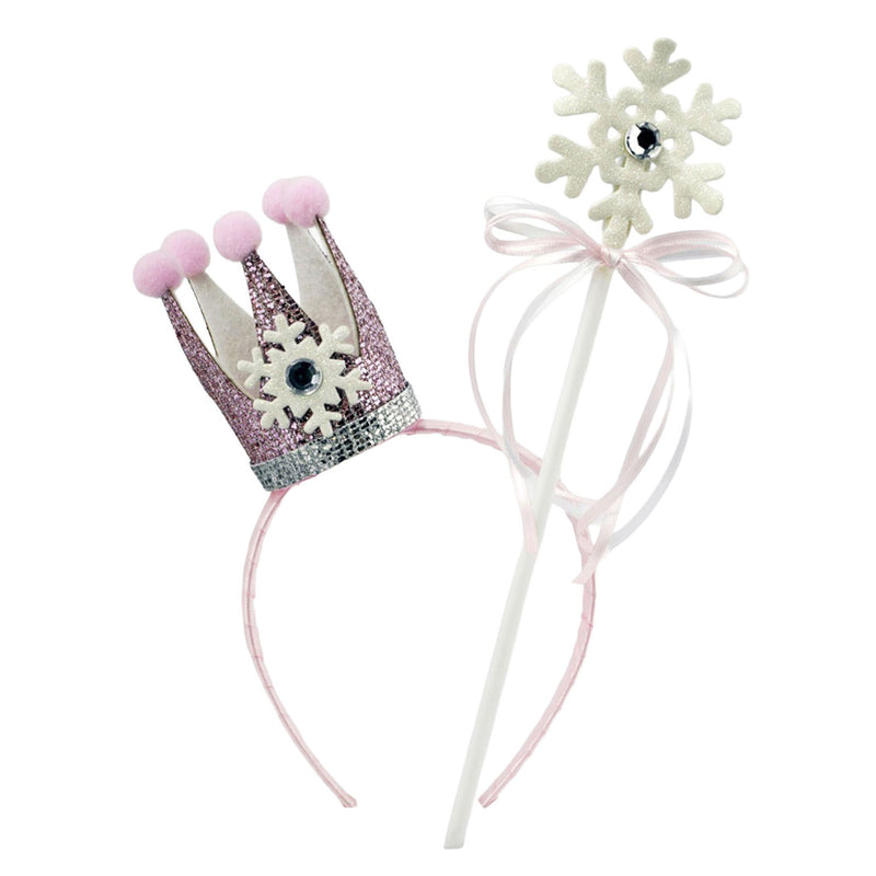 Krone und Feenstab - Rosa | Schneekönigin Prinzessin Set