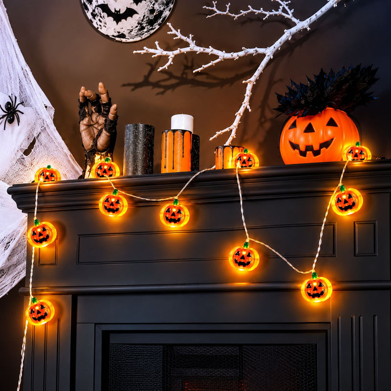 "Kürbis" Lichterkette 120 cm | Halloween Dekoration
