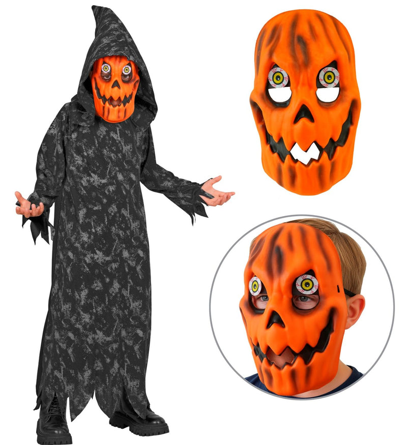 "Kürbis Sensemann" Kostüm für Jungen | Schwarz Orange