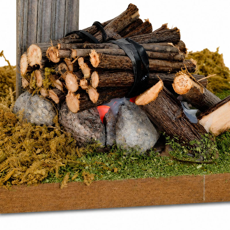Mini Holz Lagerfeuer mit Vordach und LED - 8,5 cm | 78379 - Krippen Zubehör