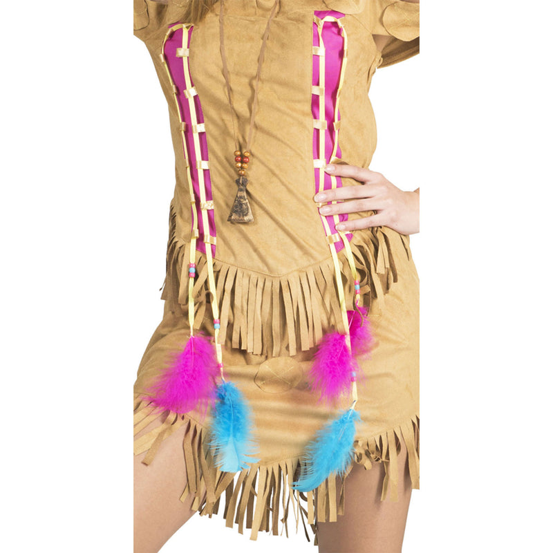 Indianerin Kostüm "Feather" für Damen | Braun Pink