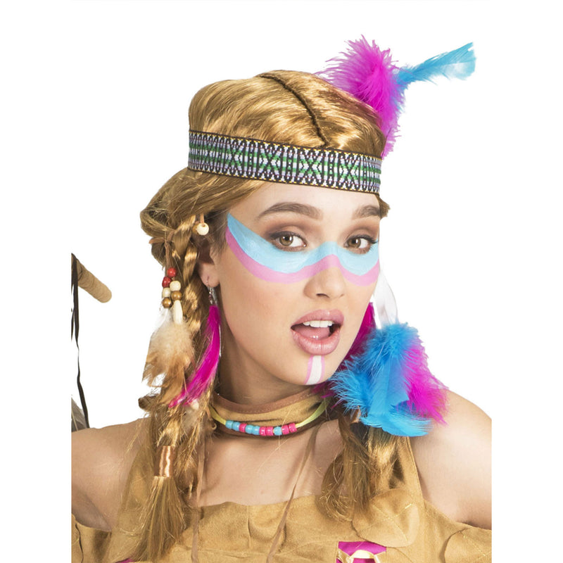 Indianerin Kostüm "Feather" für Damen | Braun Pink
