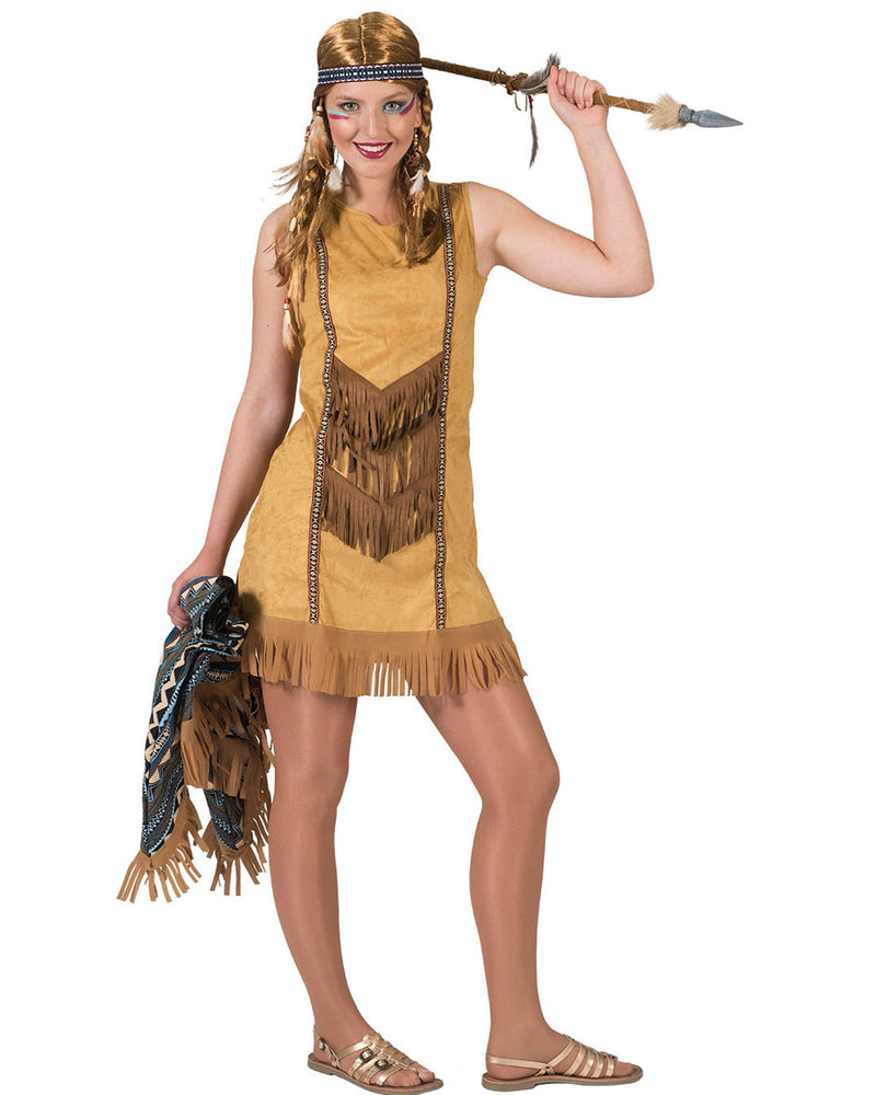 Indianerin "Cherokee" Kostüm für Damen mit Poncho | Kurz