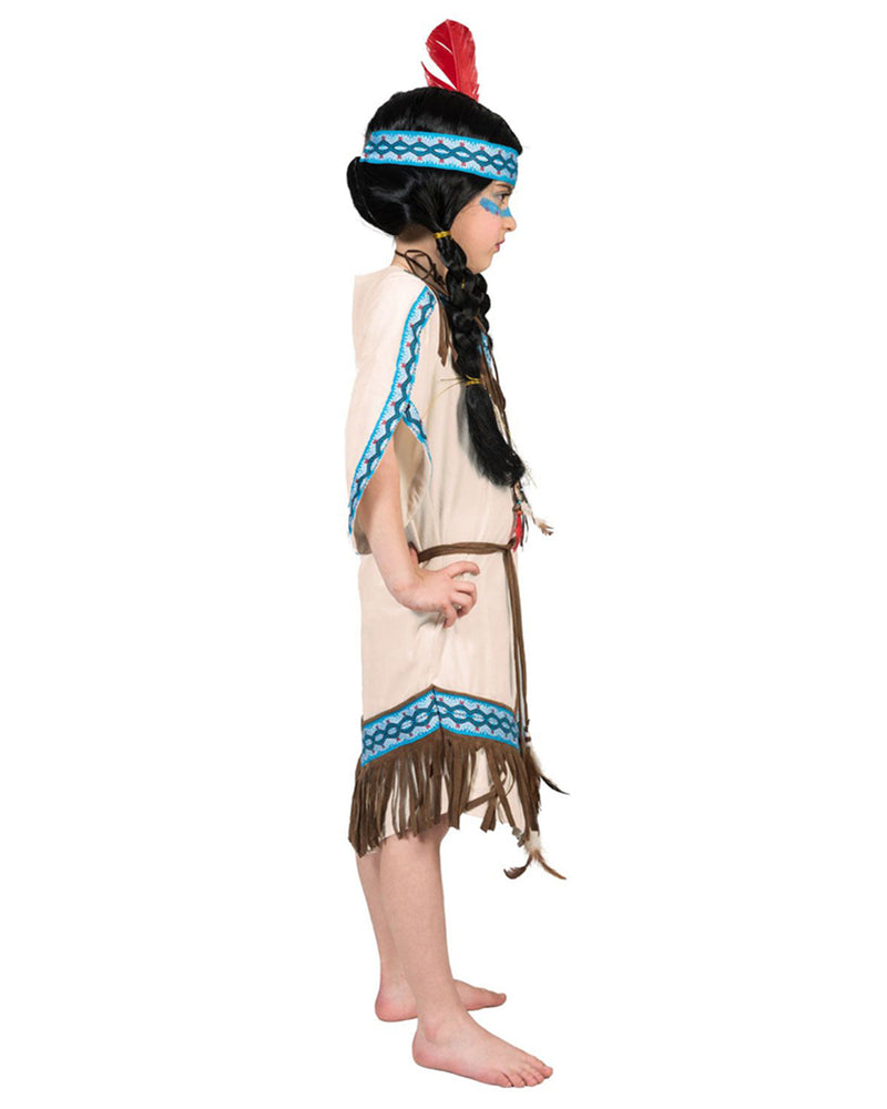 Indianerin "Thundering Teepee" Kostüm für Kinder | Beige Blau