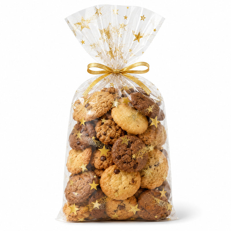 Gebäcktüten Goldene Sterne | 10 Stk. 18×30cm