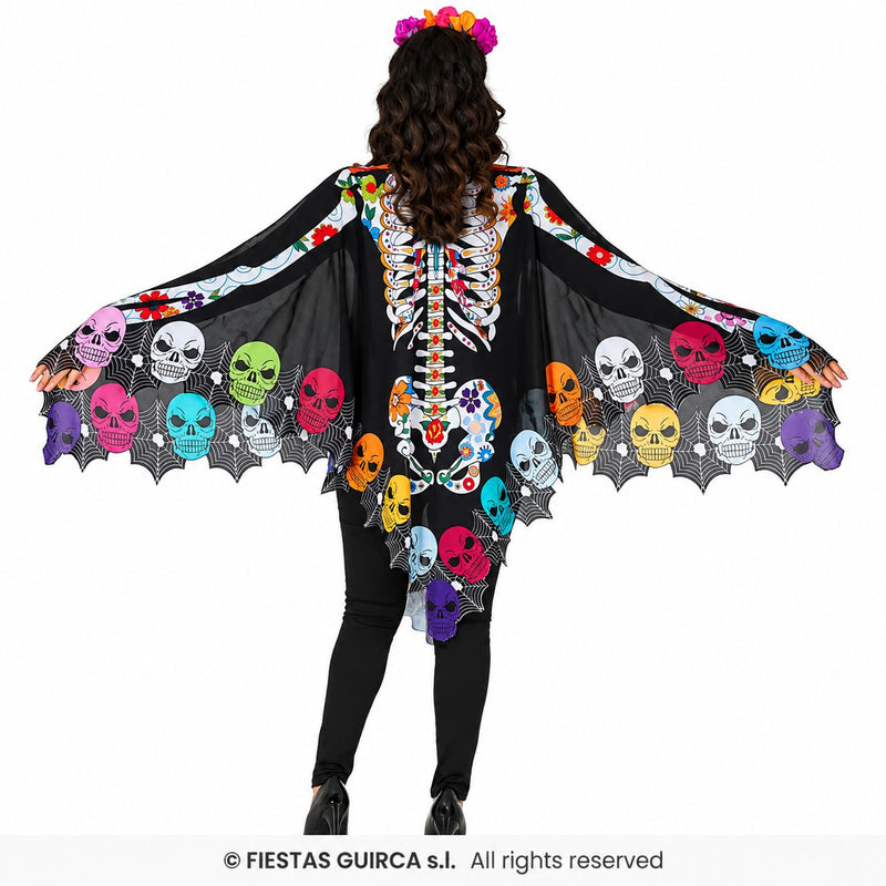 Halloween Damen Kostüm Poncho "Skelett Catrina"