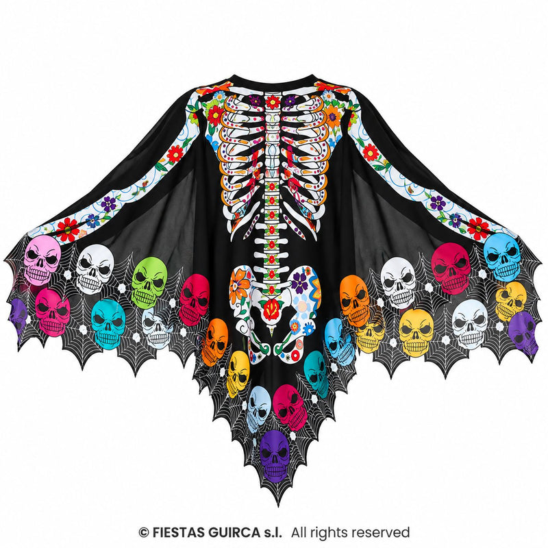 Halloween Damen Kostüm Poncho "Skelett Catrina"
