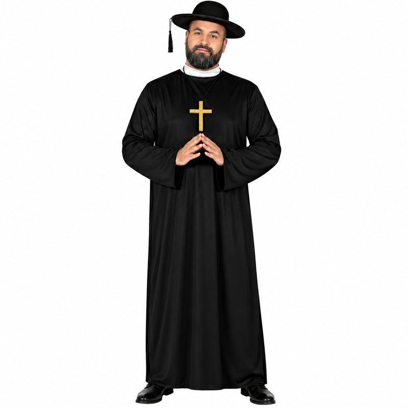 Priester Kostüm für Herren | Schwarz