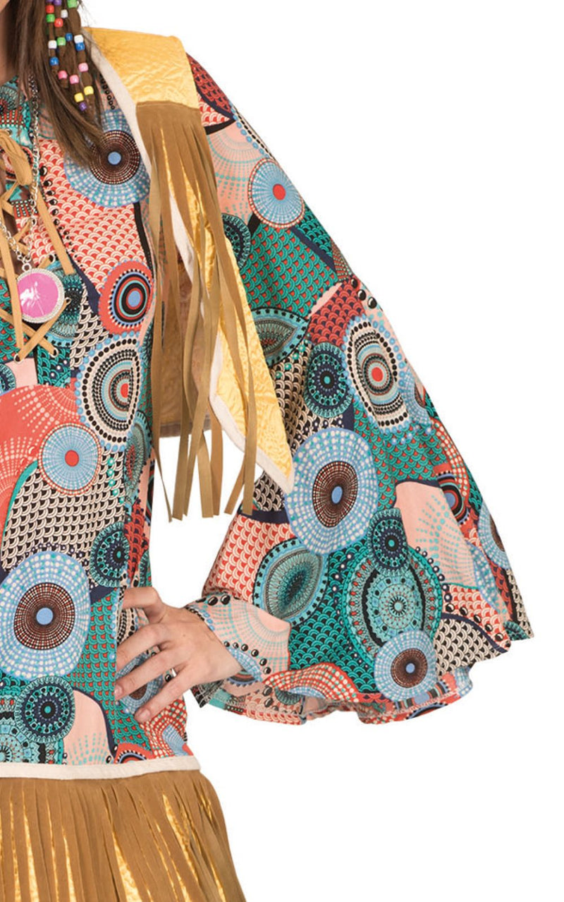 Retro Hippie Kostüm Breanna mit Fransen für Damen