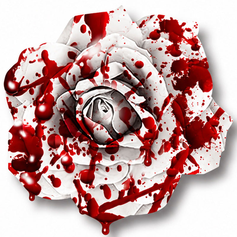 Halloween Ring "Blutige Blume" | Rot Weiß