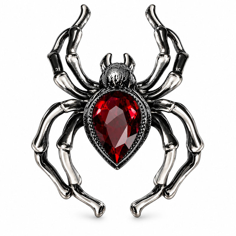 Halloween Ring "Rubin Spinne" | Rot Silber
