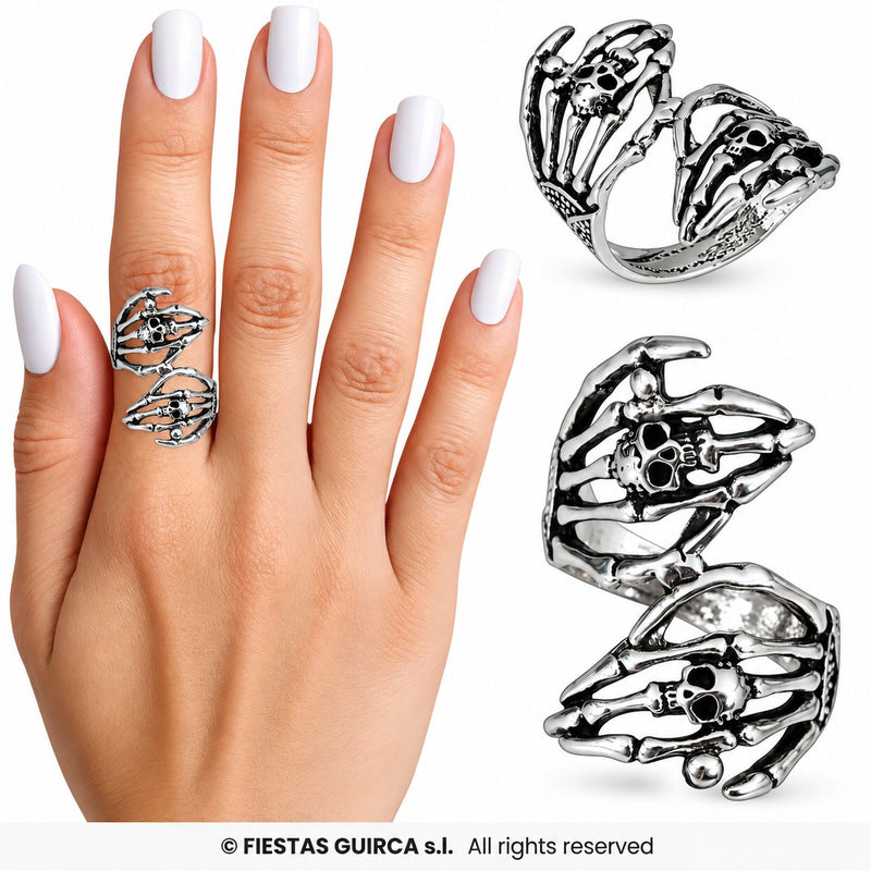 Halloween Ring "Skeletthände" | Silber
