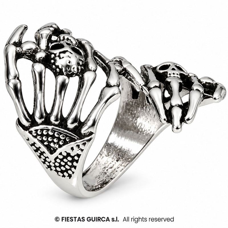 Halloween Ring "Skeletthände" | Silber