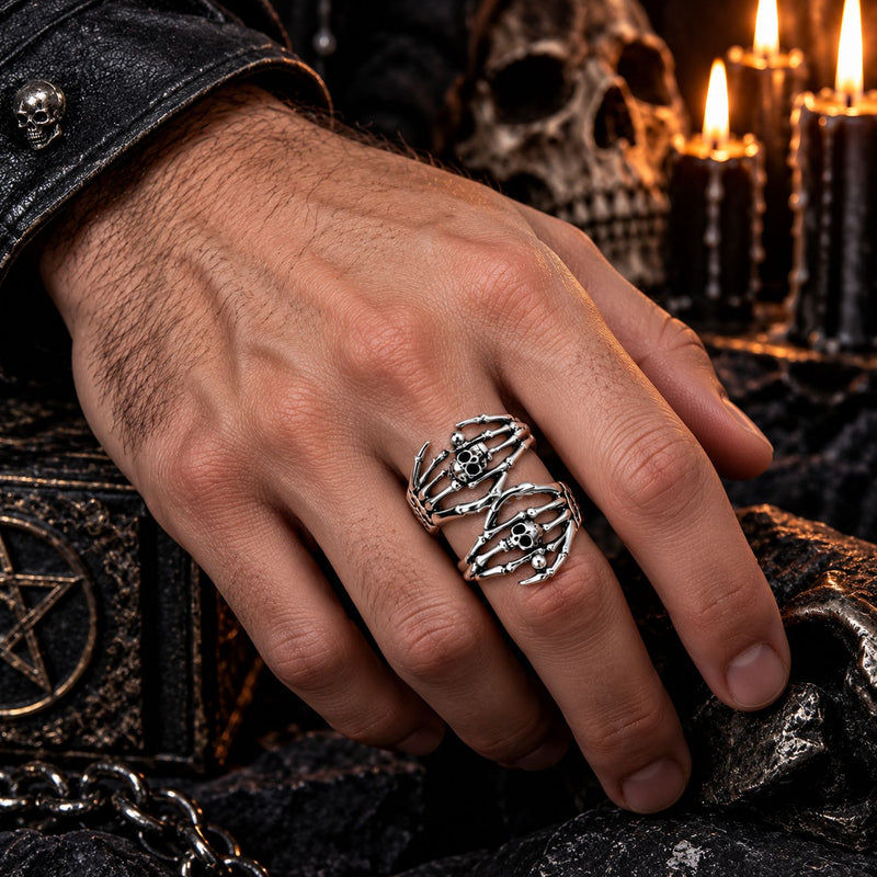 Halloween Ring "Skeletthände" | Silber