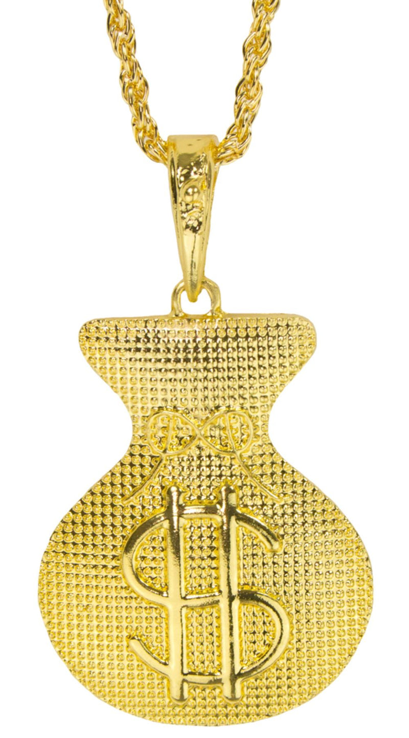 Halskette Geldsack mit Dollar Zeichen | Gold | 5,3 x 4,2 cm