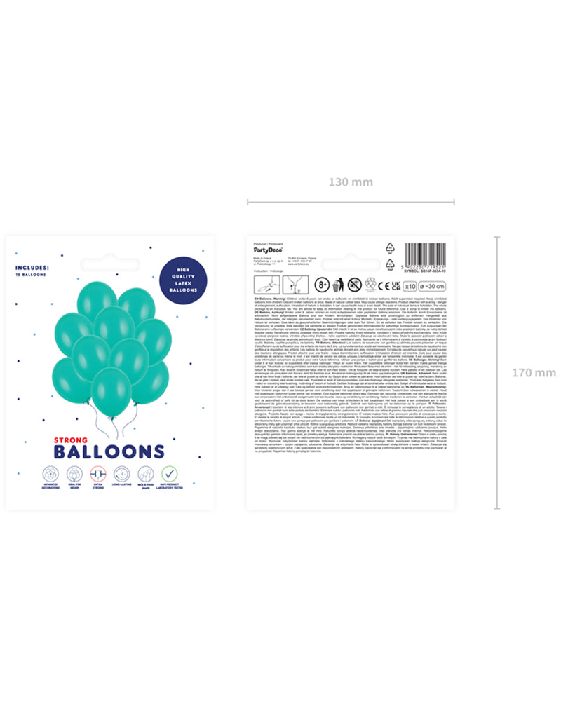 10 Stk. Luftballon Ø30cm "Uni Pastell" |  Türkis