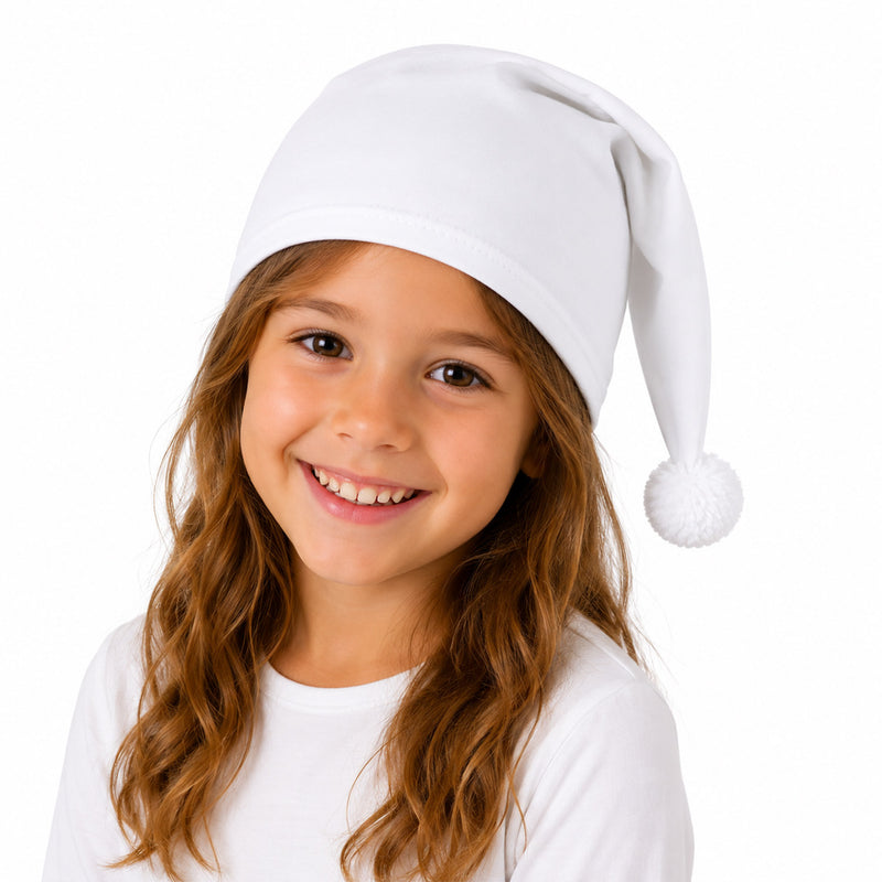 Kinder Schlafmütze mit Bommel - Baumwolle | Weiß