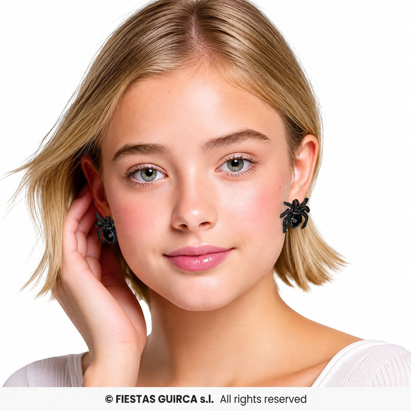 „Schwarze Spinnen“ Ohrringe 2,5 cm | Halloween Schmuck