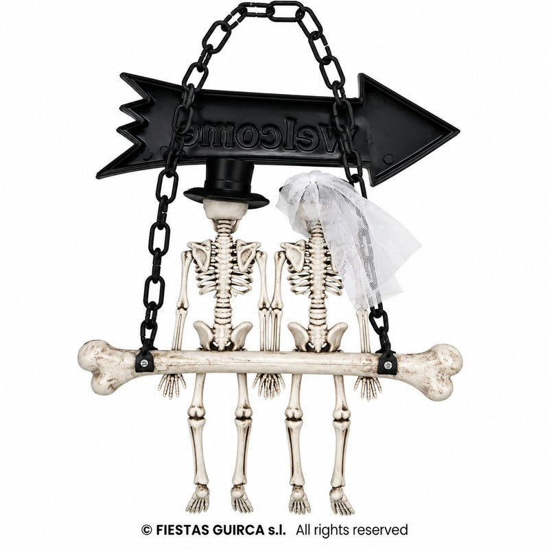 Halloween Schild "Skelett Brautpaar Welcome" | 30x25 cm