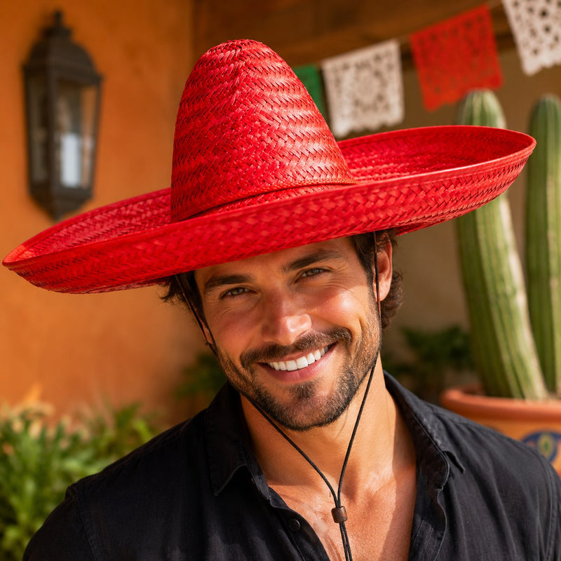 Mexikaner Sombrero mit Troddeln - Ø 60 cm | Rot