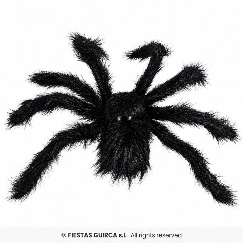 Spinne 50 cm | Schwarze Halloween Deko mit roten Augen
