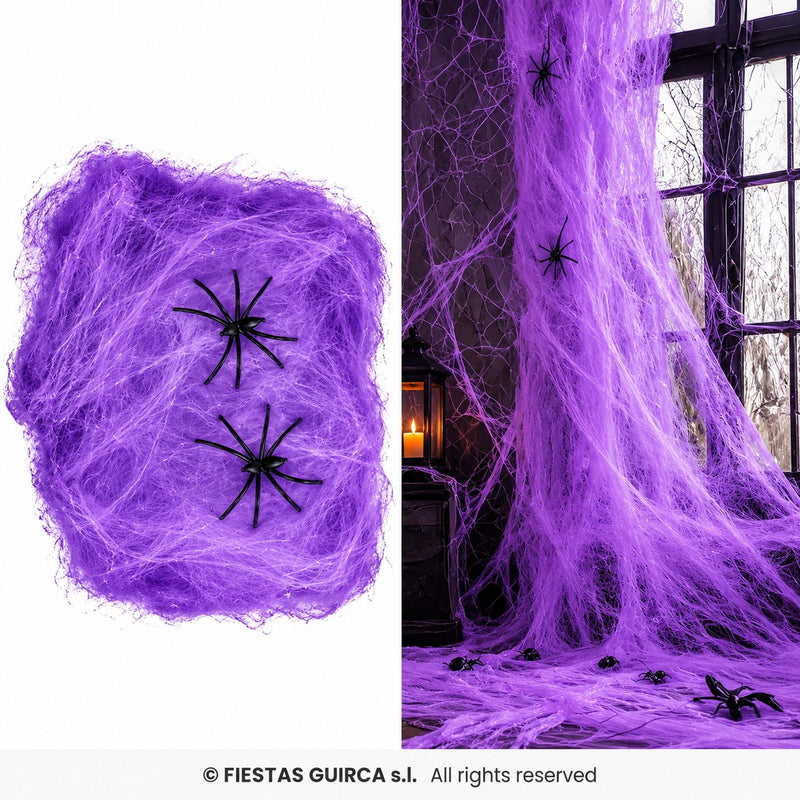 Spinnennetz Spinnweben 100g | Lila - Halloween Dekoration