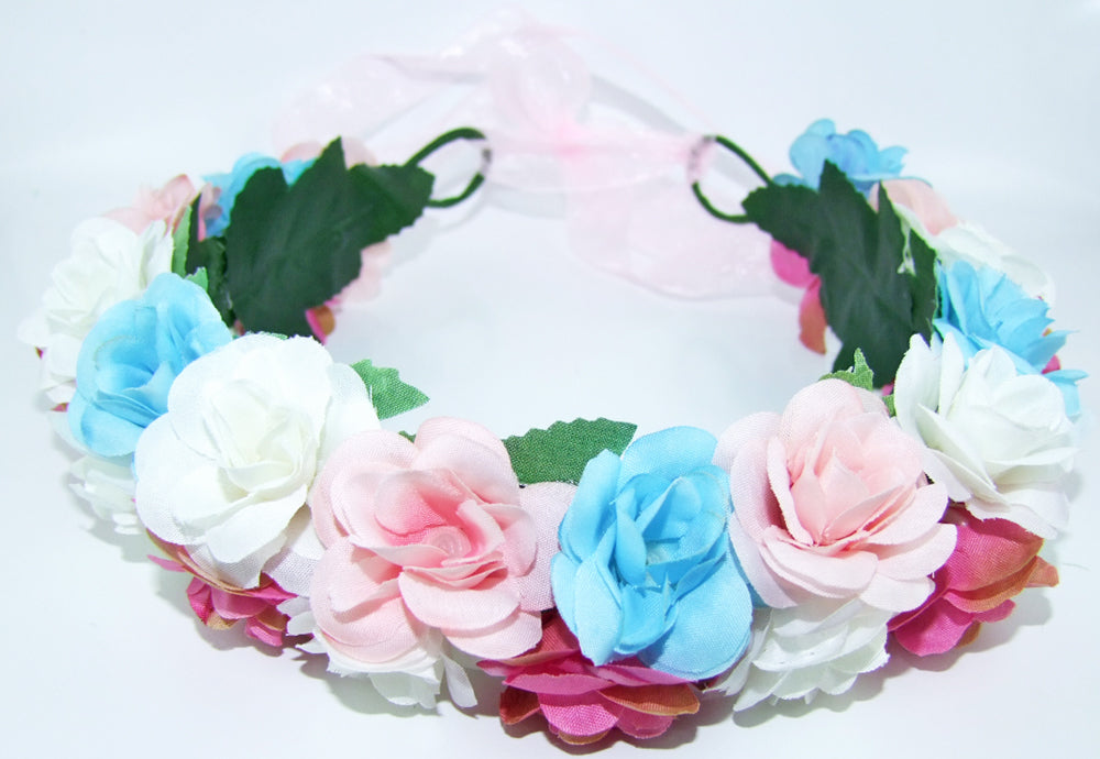 Blumenkranz zum binden mit Rosen - Bunt