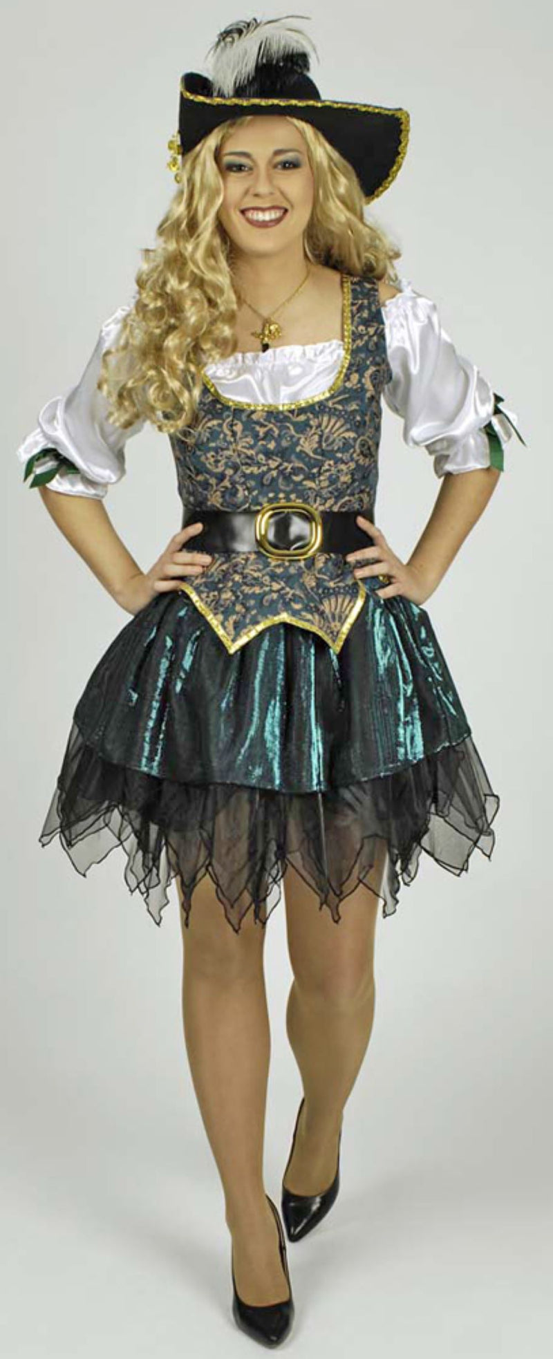 Piraten Kostüm "Angelica" für Damen | Seeräuberin Kleid Türkis