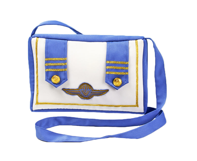 Stewardess Handtasche "Blue Fly" | 28 x 21 x 2,4 cm - Zubehör Karnevalskostüm Pilotin