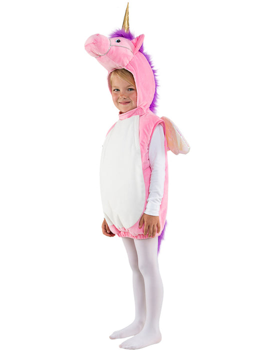 Einhorn Kostüm Weste für Kinder - Gr. 104 - Weiß Rosa | Kleinkind Faschingskostüm