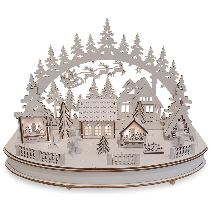 Riffelmacher LED Schwibbogen "Weihnachtsmarkt" mit Timer 36 x 25cm - 76516 | Weiß