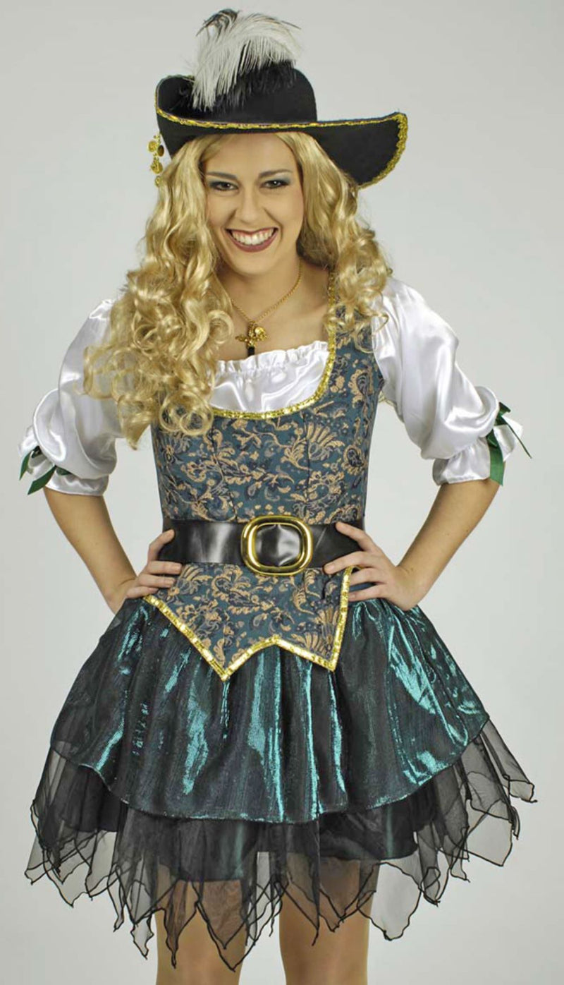 Piraten Kostüm "Angelica" für Damen | Seeräuberin Kleid Türkis