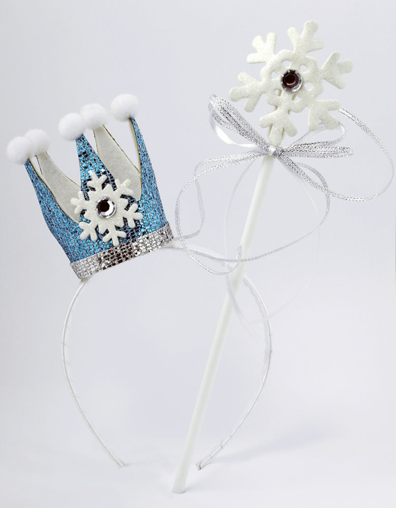 Eiskönigin Set - Krone und Feenstab | Hellblau