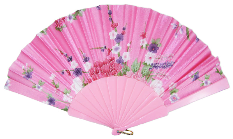 Romantischer Fächer mit Blumendruck - Rosa