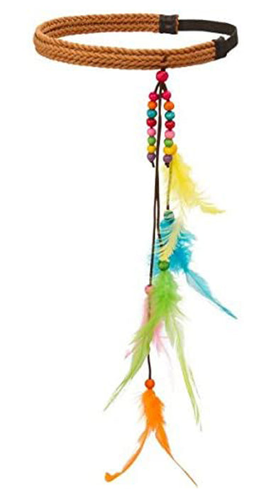 60er Jahre Hippie Stirnband mit Perlen und Federn