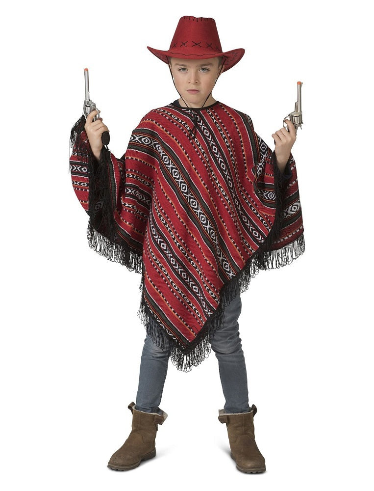 Mexikaner Poncho für Kinder "Milan" | Rot