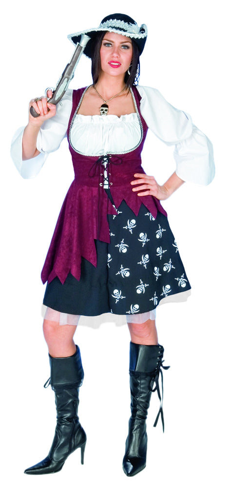 Piratin Kostüm "Jenna" für Damen | Piratenkostüm mit Totenköpfen