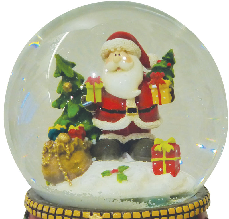 Spieluhr Schneekugel "Weihnachtsmann mit Geschenkesack" Ø 15 cm | 71564