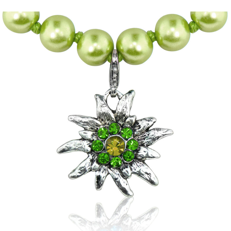 Farbige Perlenkette mit Edelweißanhänger