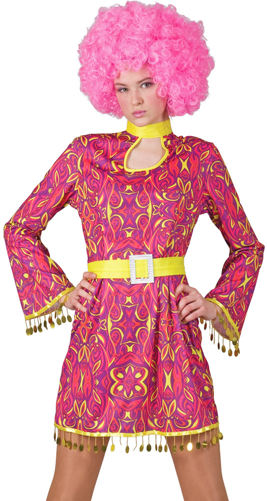 Hippie Girl Patsy Kostüm für Damen - Pink Gelb