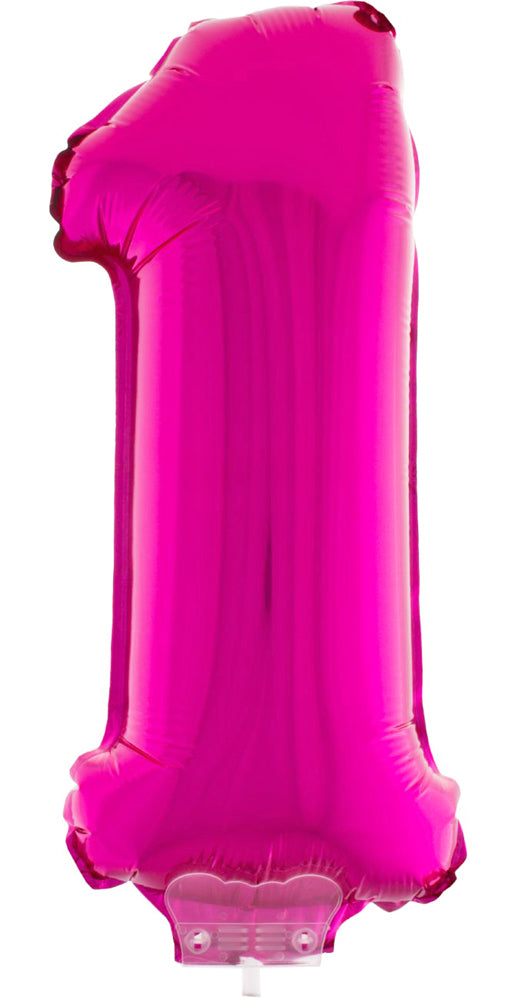 Zahlen Folienballon 41 cm mit Stab - Pink | Dekoration Geburtstag Jahrestag