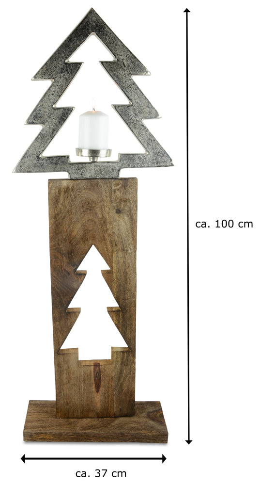 Riffelmacher XL Baumsäule mit Baum-Kerzenhalter 70733 - Natur Silber 100x37cm