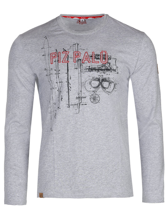 Piz Palü Herren Langarmshirt "Taching" | 020007 - Grau Melange