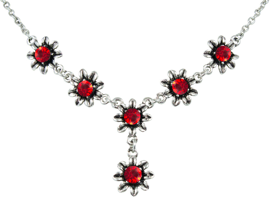 Blumen Collier mit Ohrhängern - Rot
